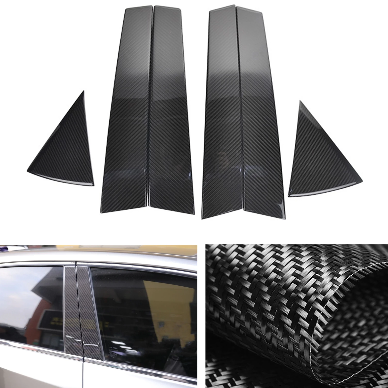 

For Lexus NX200 NX300 NX200t NX300h 2015-2021 Car Window Center B C Pillar Trim Carbon Fiber Exterior Sticker Cover Seal Strip