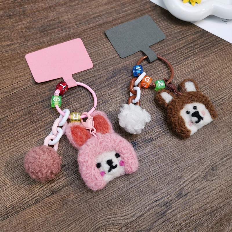 Winter Knitting Cute Puppy Doll Pendant Mobile Phone Lanyard Key Chain Pendant Universal Phone Anti Loss Sling Lanyard for Keys images - 6