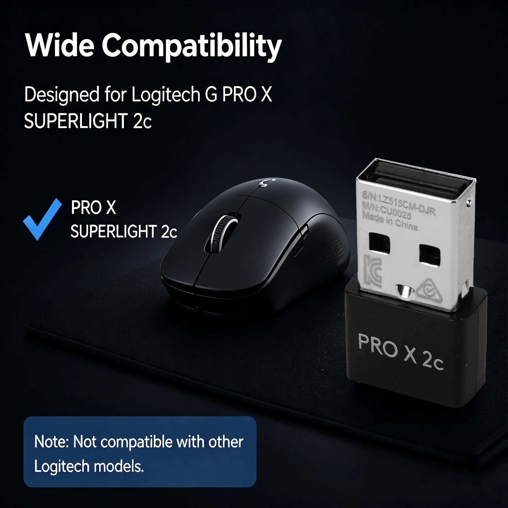 Фото Удобный приемник, подходящий для мыши Logitech G PRO X SUPERLIGHT 2c, поддерживающий частоту передачи данных 8K. №4