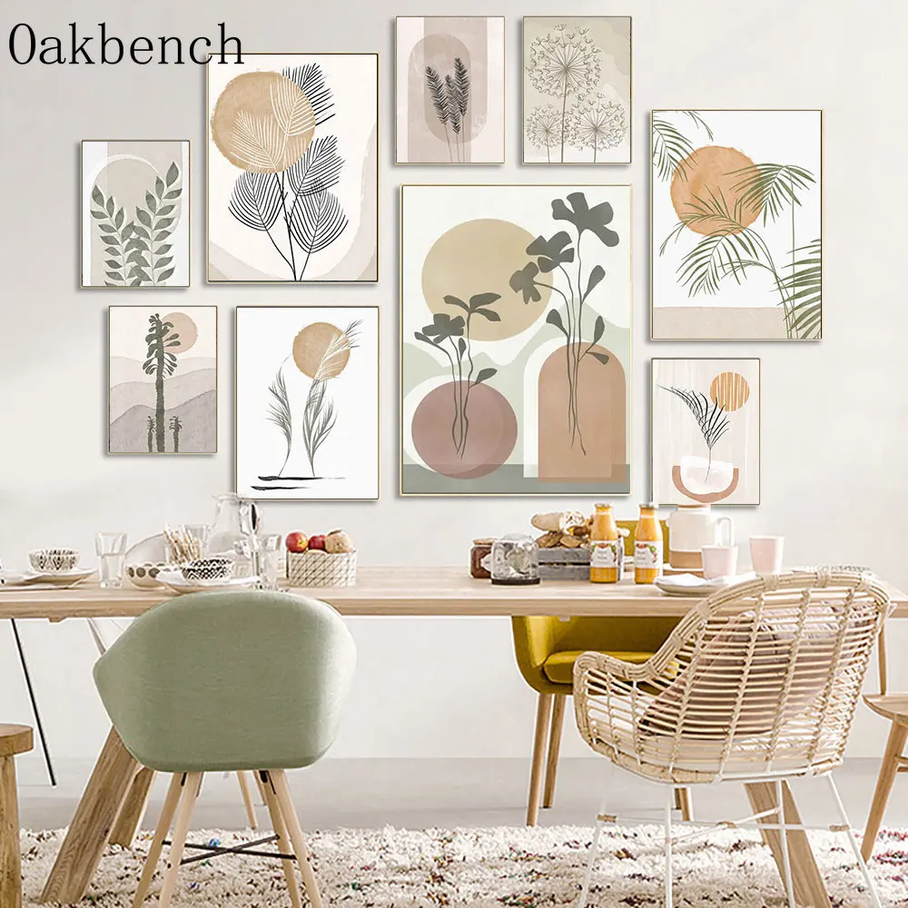 

Abstract Lines Wall Paintings Boho Wall Art Leaves Print Pictures Dandelion Canvas Posters Nordic Wall Posters Home Decoration