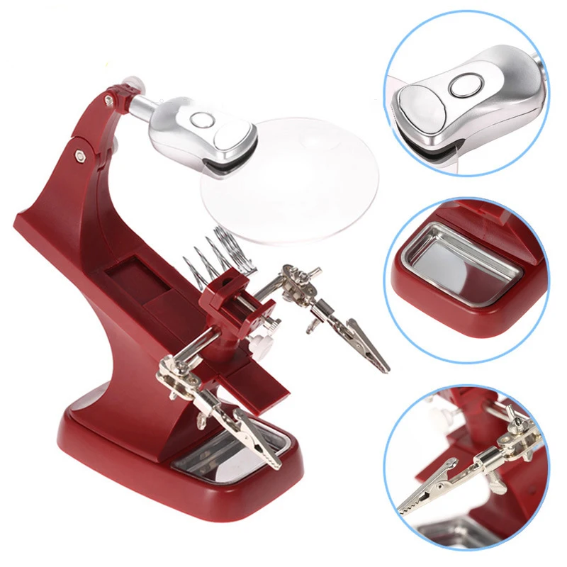 

Подставка для паяльника с увеличительным стеклом и зажимами типа «крокодил»