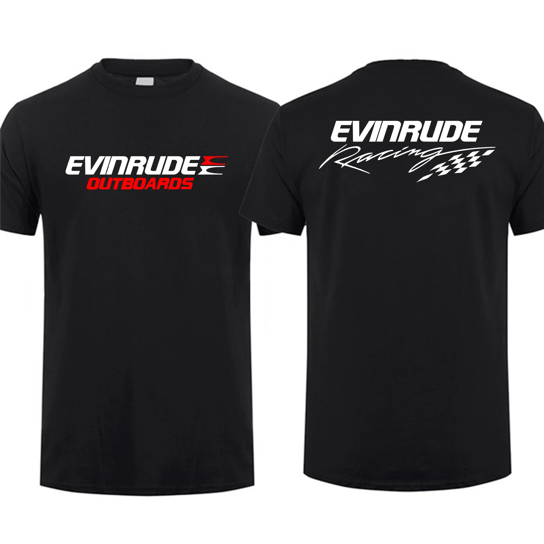 

2023 Hot Sale Summer 100% Cotton New Evinrude 1 E1 Logo Motor Sport Black T Shirt Men Short Sleeves Hip Hop Streetwear T-shirt