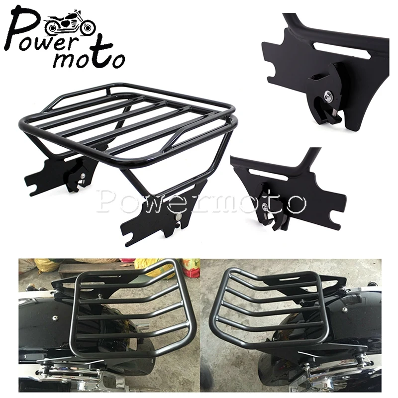 

Adjustable Motorcycles Gloss Black 2 Up Tour Pack Luggage Mounting Rack Universal For Harley Road King FLHT FLHX FLTR 1997-2008