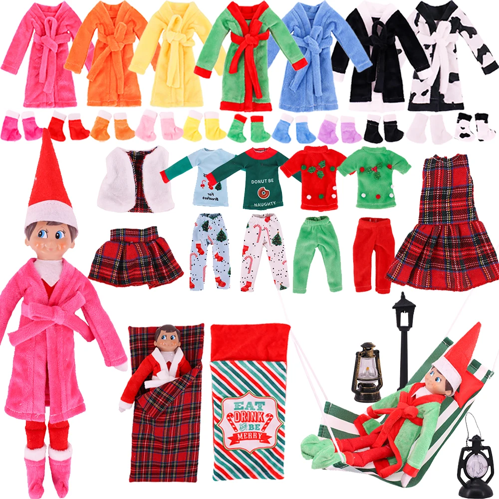 

Christmas Big Elf Accessories Pajamas Sleeping Bag Eye Mask Coat Cloak Kawaii Snowman Christmas Tree Outfit Doll Clothes Toys