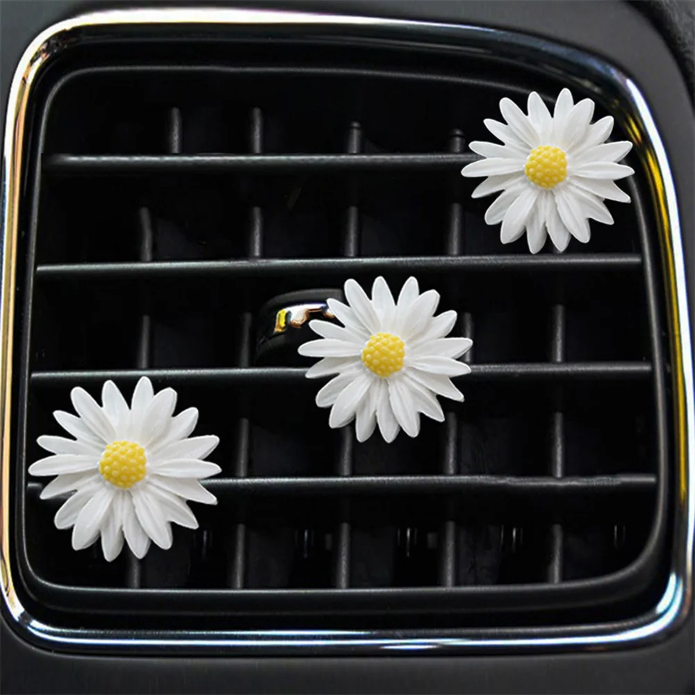 

Cute Daisies Car Clip, 8Pcs Flowers Car Charm Air Vent Accessories Cute Automotive Interior Trim Car Decorations Gift for Girls