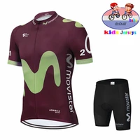 movistar baby kids summer color stripes breathable cycling jersey short set sleeve bicycle boys mtb wear bike clothes ciclismo