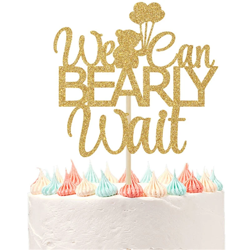 DIY Paperboard Happy Birthday Cake Topper We Can Bearly Wait Cake Topper For Kids Birthday Party Cake Decoration Baby Showers
