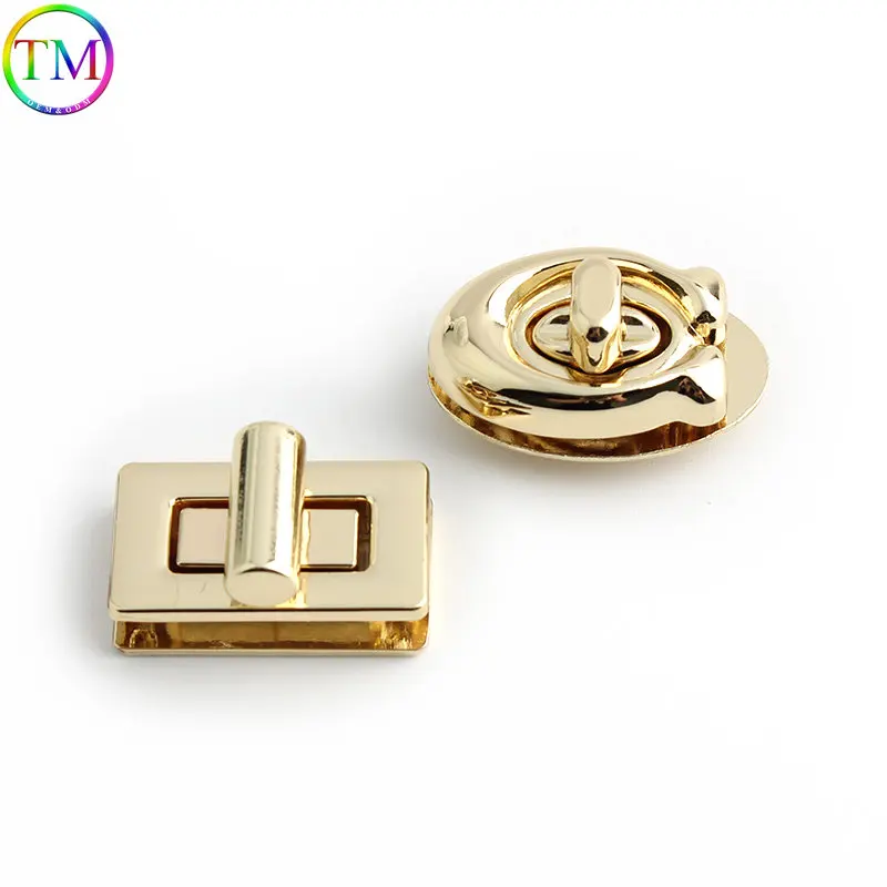 New Style Metal Clasp Push Turn Lock Twist Lock Rectangle Hanger Switch Clasp Folding Locks Fashion Durable For Handbags