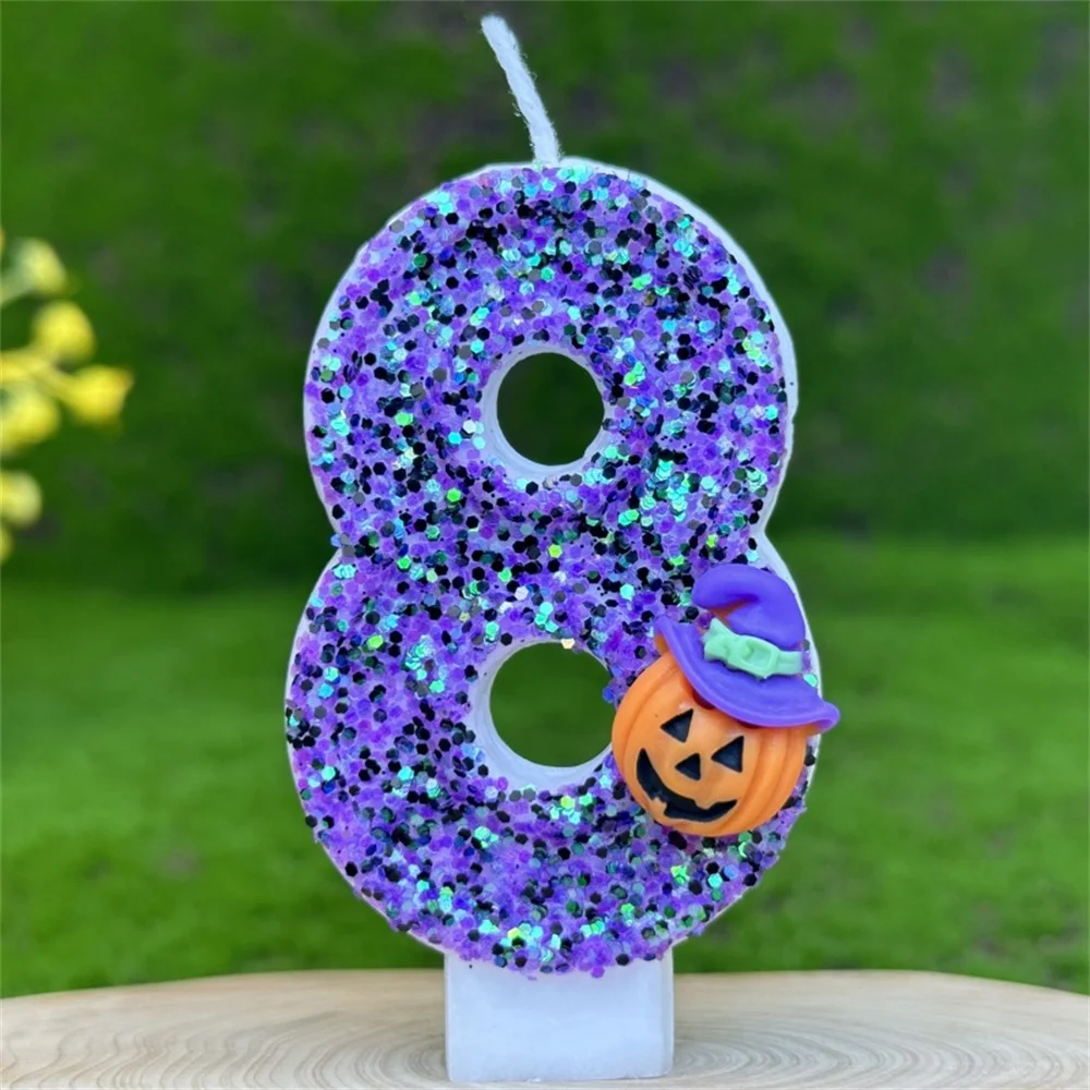 1 шт. новая фантазия на Хэллоуин фиолетовая тыква голова день рождения свеча торт