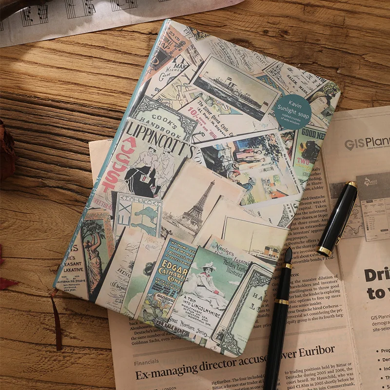 

Book Notebook Color Hardcover Style Illustration Kraft 96 Retro Pages Sheets Notepad Paper Diary Notebook Stationery