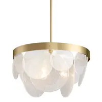 Modern Creative Golden Living Room Glass Circular Chandelier Nordic Simple Luxury Art Bedroom Dining Room LED Light Fixtures