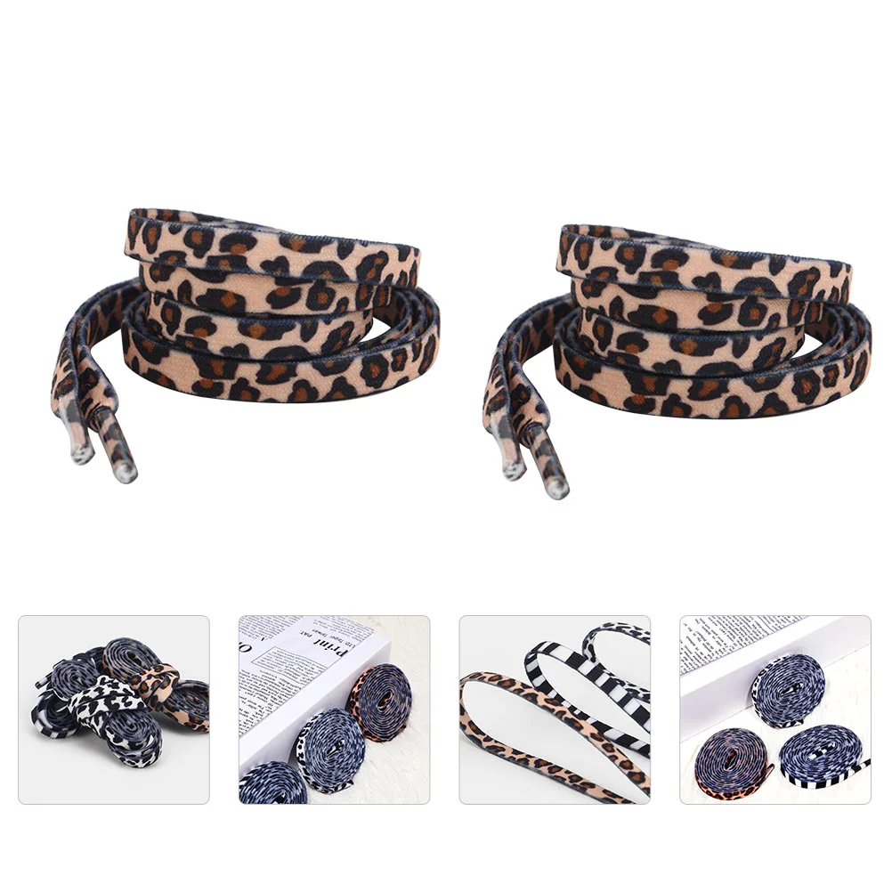 

2 Pairs Leopard Lace Elastic Shoelaces Dots Shoes Accessories Durable Creative Taste Classic Ties Spandex Cool Fashionable Man