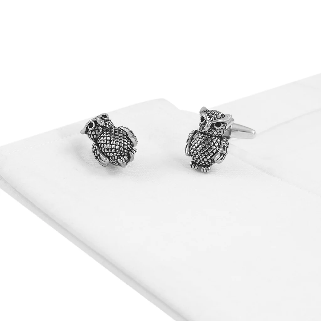 Забавные мужские запонки в виде совы NVT французская рубашка серебристого цвета с