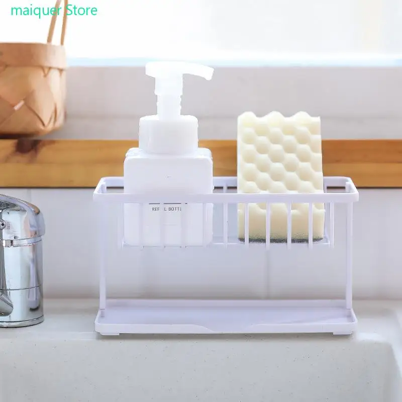

1PC Plastic Kitchen Sink Sponge Holder Rack Dish Drain Soap Brush Storage Organizer Kitchen Bathroom Accessories Multifunction