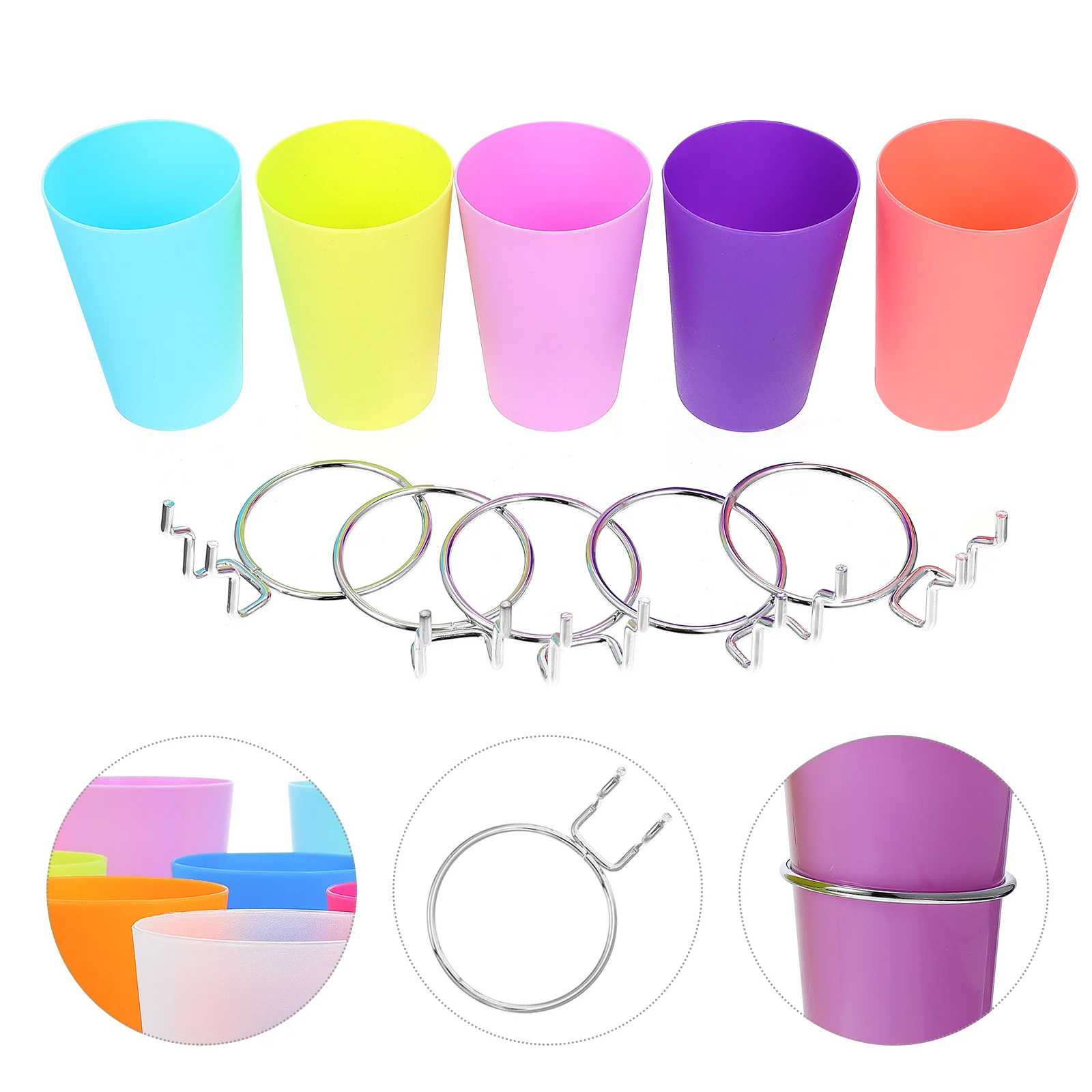 

5 Sets Cup Holder Wrenches Set Pen Holder Round Pegboard Container Iron Pegboard Holders Organizers