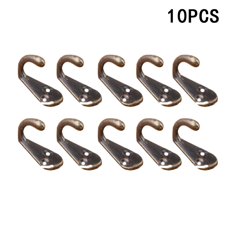 

10pcs/lot Vintage Wall Mounted Single Prong Hook Retro Mini Size Bronze Hangers For Clothes Keys Hat Towel Robe Bathroom Hooks