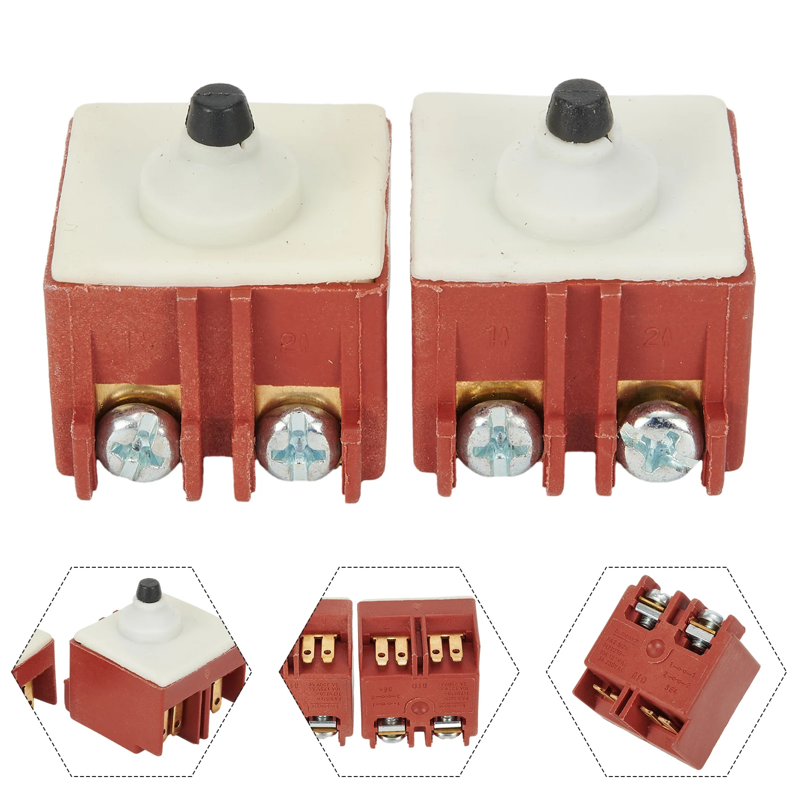 Переключатель угловой шлифовальной машины для Bosch GWS6/8-100 TWS6600 NO Push 250 В 5A 2 шт.