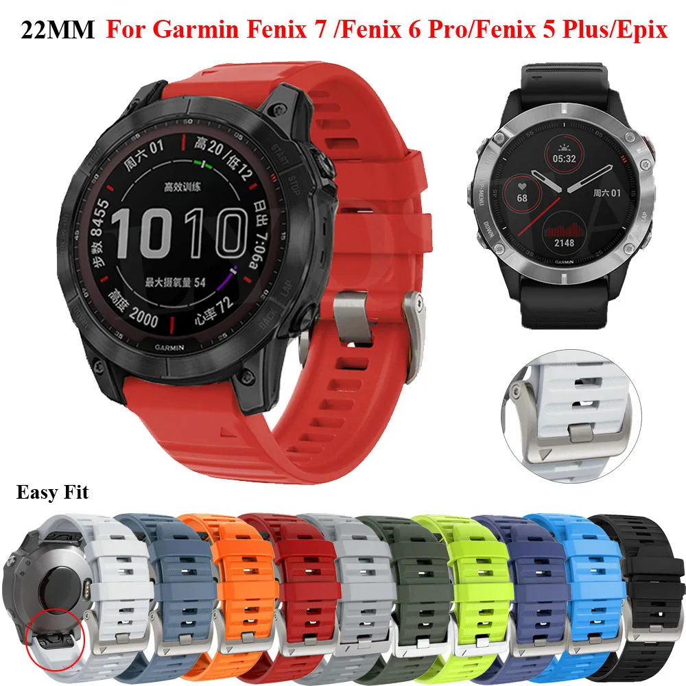 

26 22MM Watchband Bracelet For Garmin Fenix 7X 7 6 6X Pro 5 5X Plus Silicone Quick Release Smart Watch Easyfit Wrist Band Straps