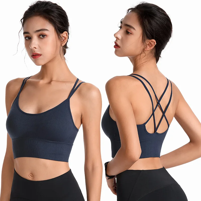 

Fitness Sports Bra for Women Push Up Wirefree Padded Crisscross Strappy Running Gym Training Workout Yoga Underwear Crop Tops
