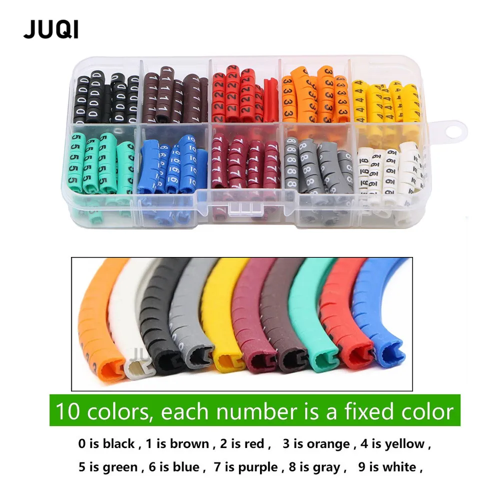 

300-500PCS/ box EC-0 EC-1 EC-2 EC-3 color Cable Marker Wire marker Number 0 to 9 Cable Size 1.0~10 sqmm mix Colored