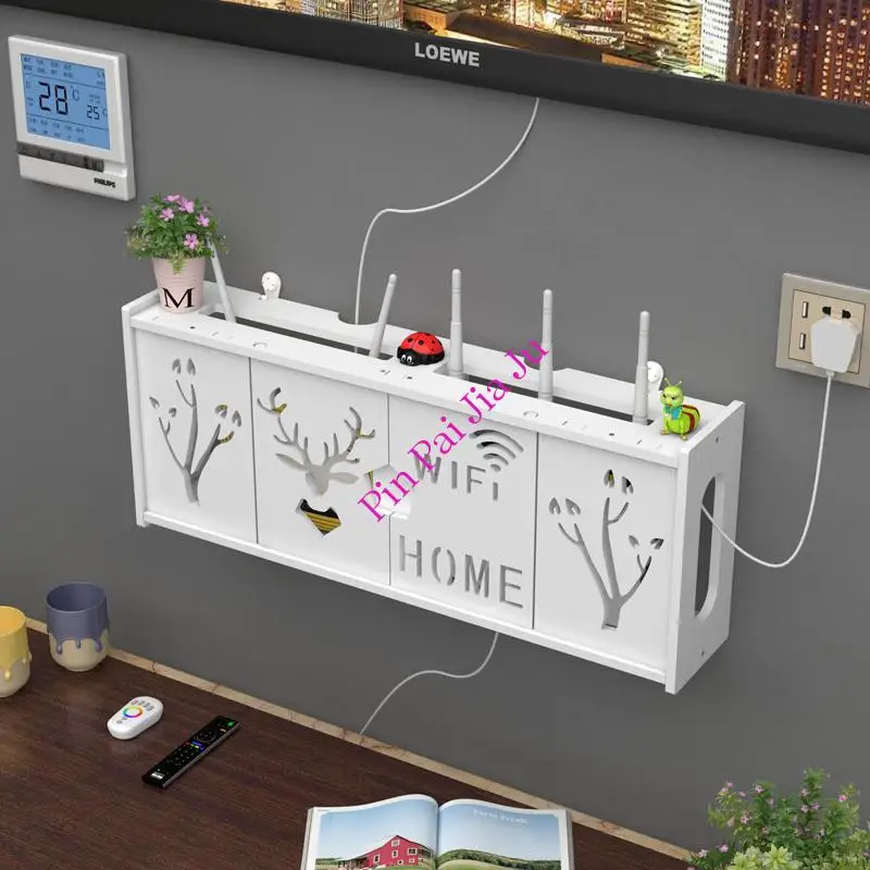 

New Free Punching Storage Box Wall Mounted Decoration Block Decoration Box Living Room Wifi Tv Set-Top Box Router Shelving