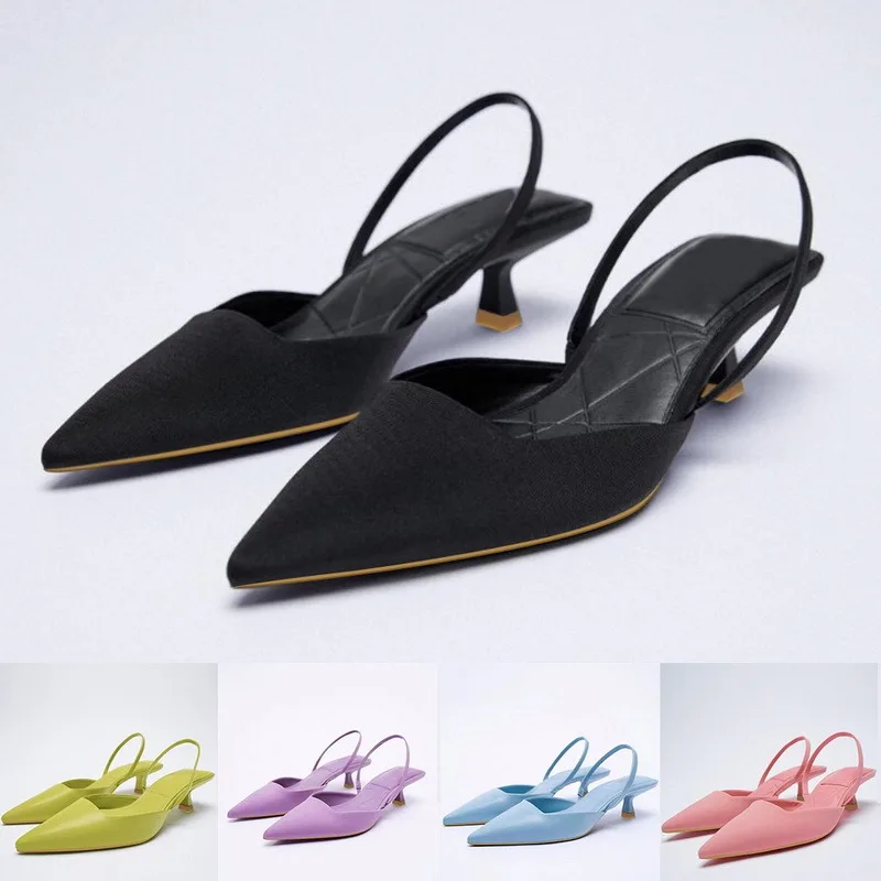 

Туфли-лодочки женские на тонком каблуке, элегантные сандалии с закрытым носком, модные босоножки, ремешок сзади, обувь для вечеринки, лето-о...