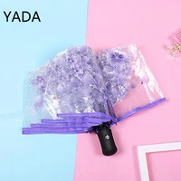yada 2022 luxury automatic transparent umbrella sunny and rainy clear umbrellas for men women windproof fold parapluie ys220041