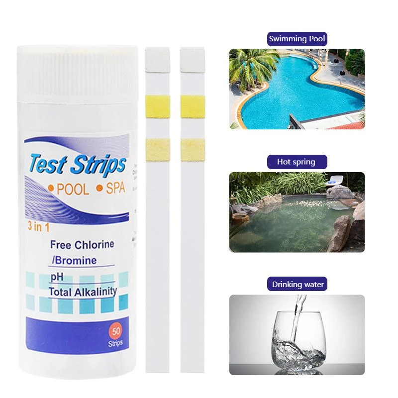 

50Pcs/bottle Pool Water Test Paper Litmus 3 In 1 Ph Strips Chlorine Alkalinity Bromine Hardness Detection Indicator Papers Tools