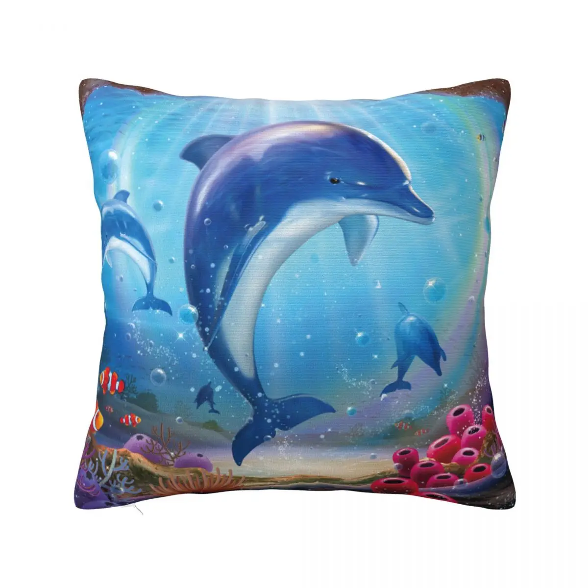 Милые Квадратные наволочки в виде дельфина домашняя красочная декоративная