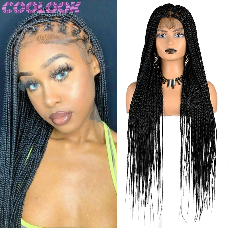 

Длинный Синтетический Плетеный парик на сетке спереди, черные парики, 36 дюймов, полный искусственный Плетеный парик с детскими волосами, светлый полноразмерный парик на сетке без узлов