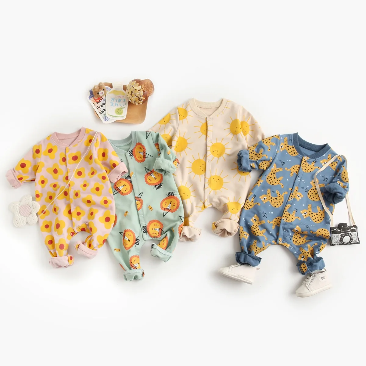 

Baby Clothing Cartoon Long-sleeved Romper Baby Clothes Newborn Long Climb Solid Color Toddler Romper Infant Clothing 0-3Years