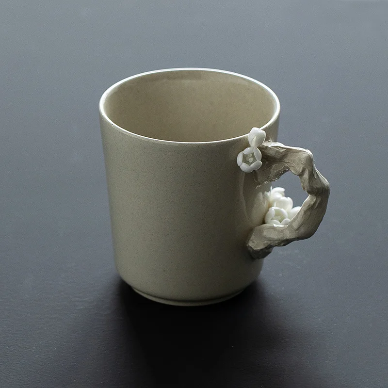 

Japanese-Style Wood Gray Plum Handmade Creative Vintage Ceramic Mug Tea Cup Office Large Capacity