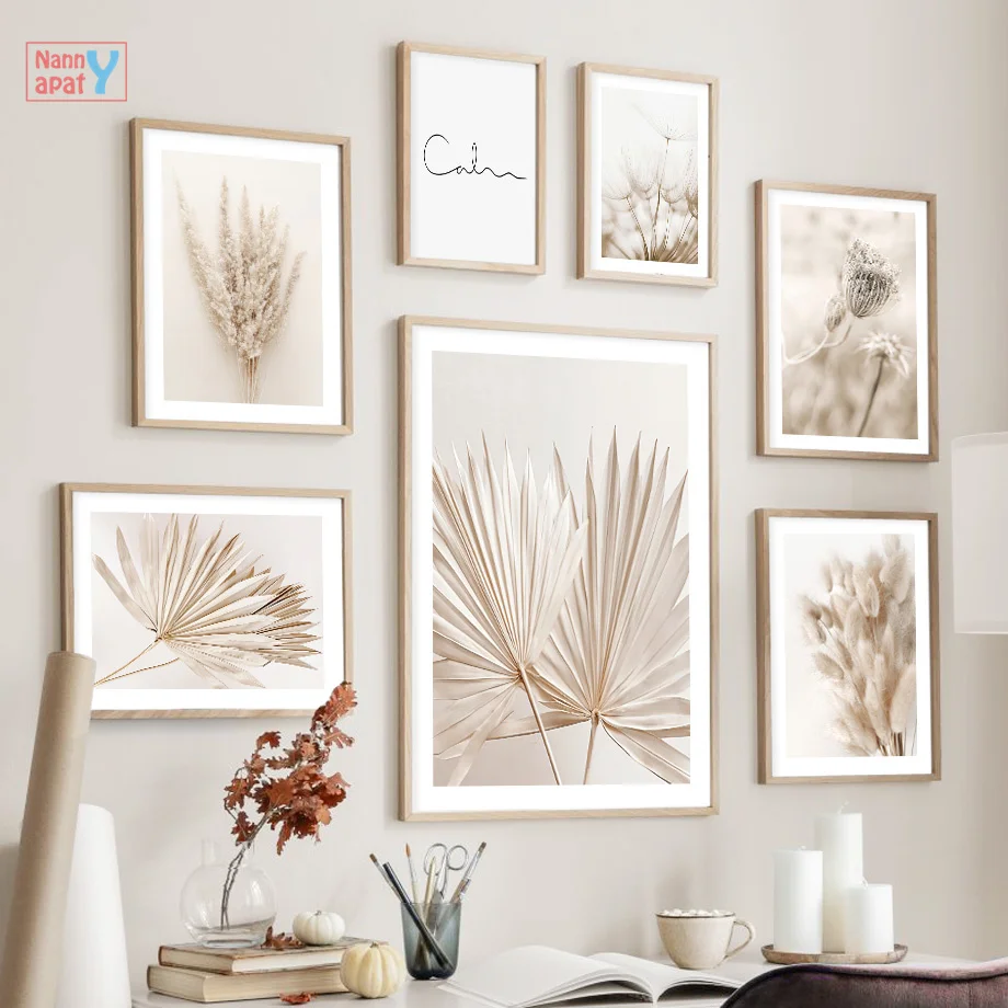 

Dandelion Reed Posters And Prints Landscape Art Canvas Painting Palm Fan Leaf Mushroom Grass Wall Art Pictures Living Room Decor