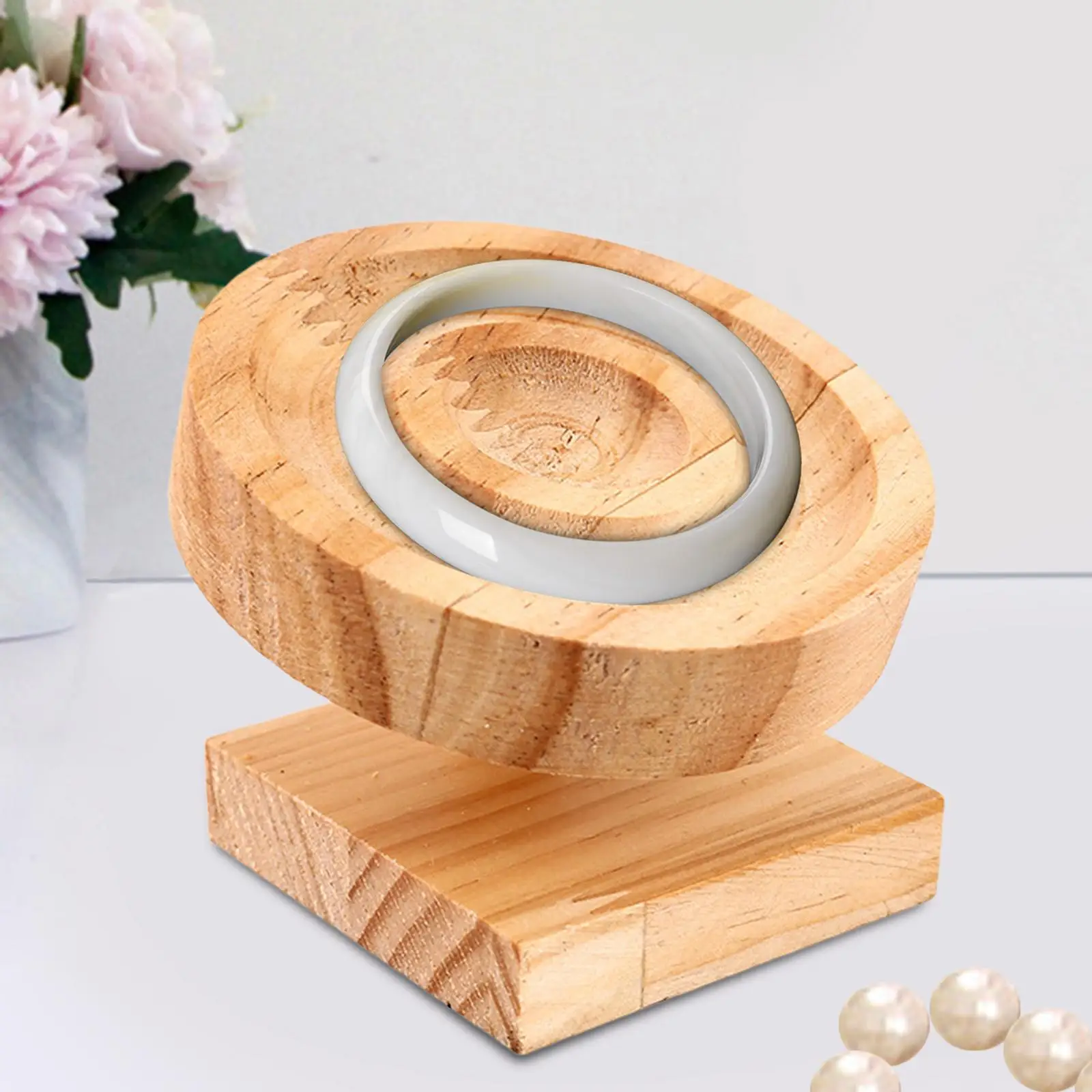 

Round Bracelet Bangle Display Tray Stand Birthday Gift Organizer Holder Wooden for Store Countertop Shop Showcase Retail
