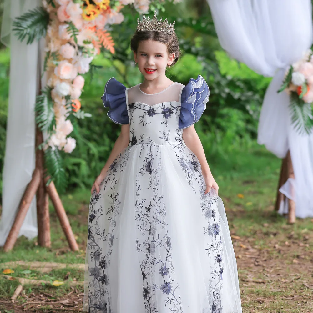 

Вечернее платье для новорожденных девочек, Летнее цветочное кружевное платье принцессы, элегантное вечернее платье с коротким рукавом для малышей, детская одежда для девочек