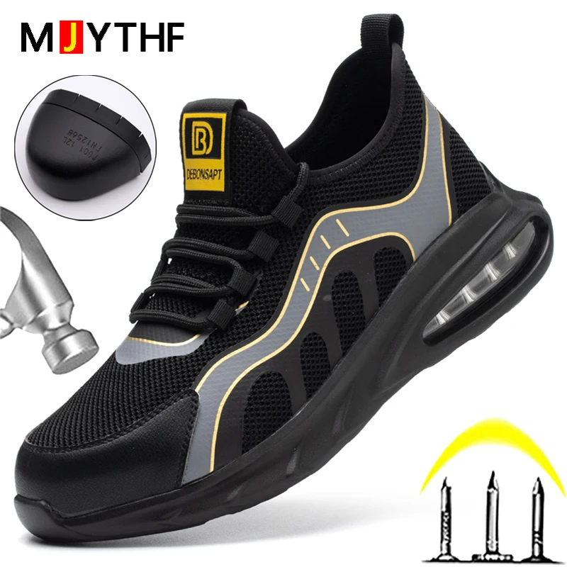 

Fashion New Air Cushion Safety Shoes Comfort Work Shoes Steel Toe Anti-smash Men Shoes Anti-puncture Protective Shoes Sneakers