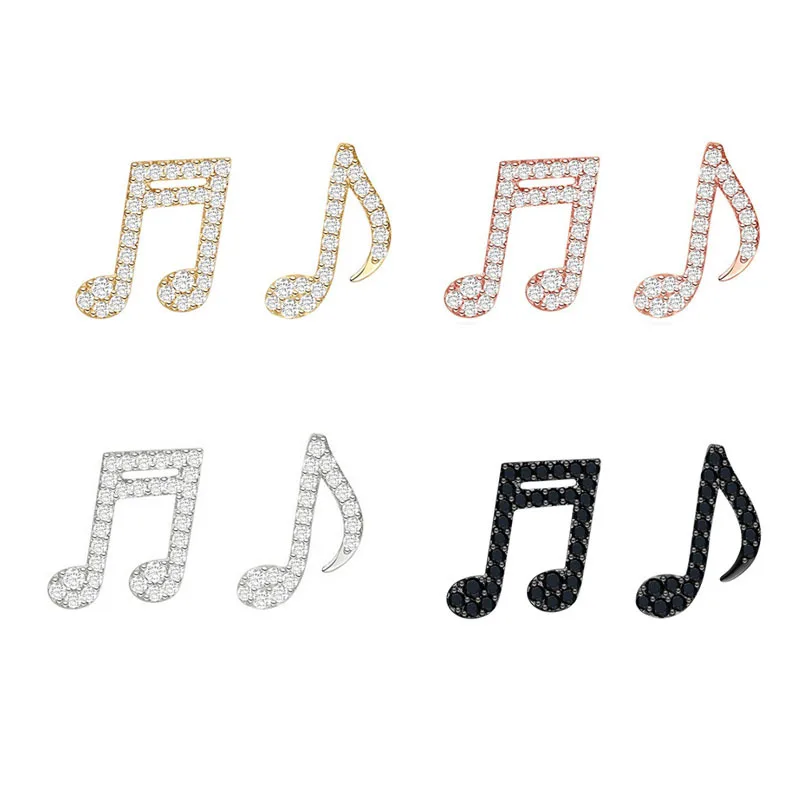 

KHARISMA Fashion Jewelry Asymmetrical Musical Note Stud Earrings Women Copper Earwear Accessories