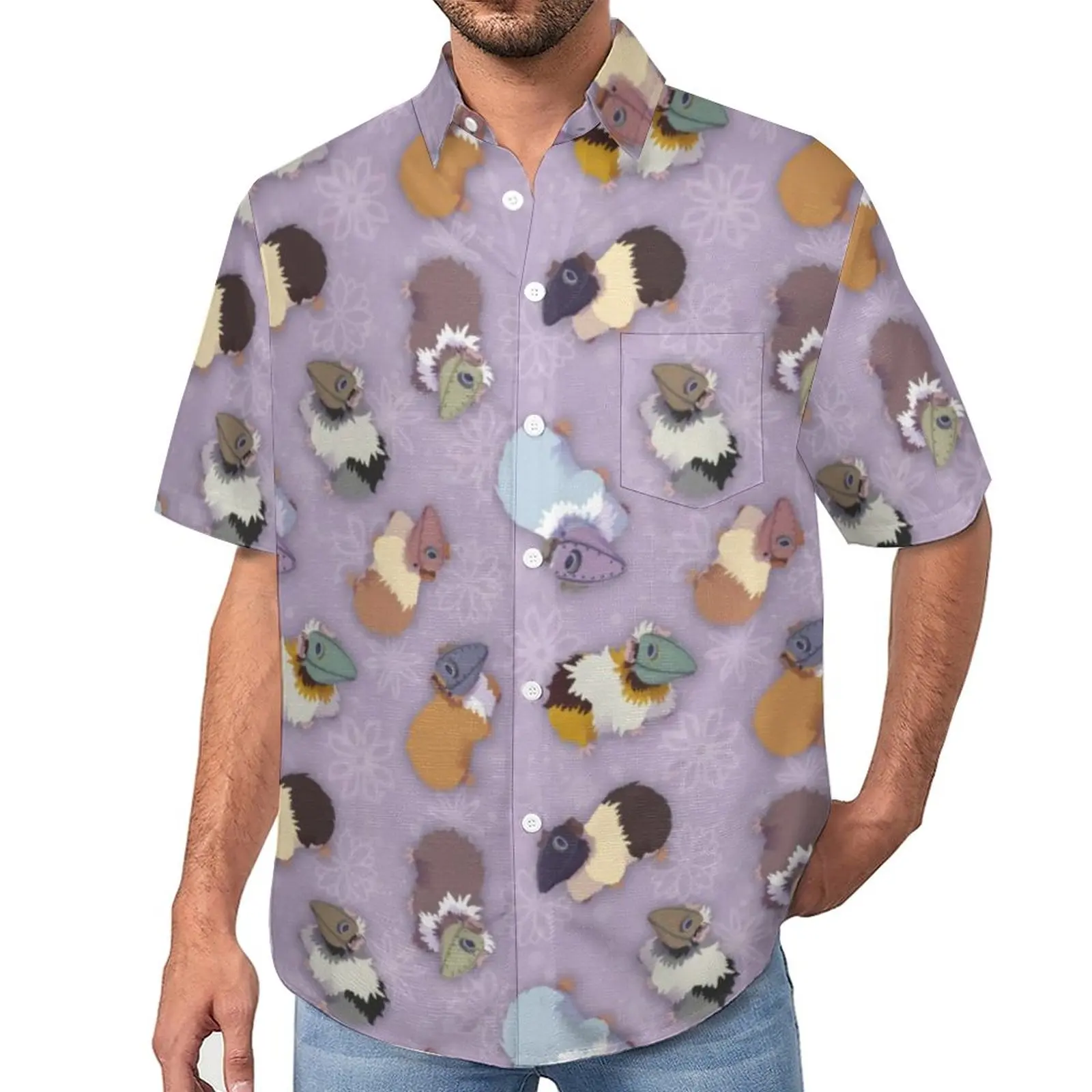 

Милая морская свинка, блузки, мужские повседневные рубашки с животным принтом, Гавайские рубашки с коротким рукавом и принтом, эстетическая пляжная рубашка большого размера, идея подарка