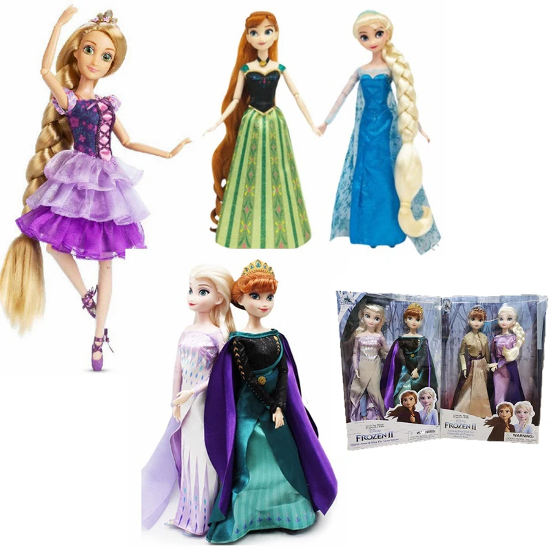 

Original Disney Store Frozen2 Anna Elsa Tangled Rapunzel Princess Joint Vinyl Doll Figure Play House toys For children Xmas gift