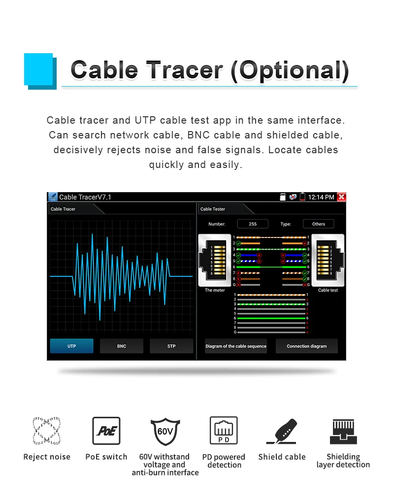 Тестер 5 дюймов 4K IPC 8 МП/AHD/CVI/TV/SDI CC TV тестер с HDMI VGA входом монитор для IP-камеры CF