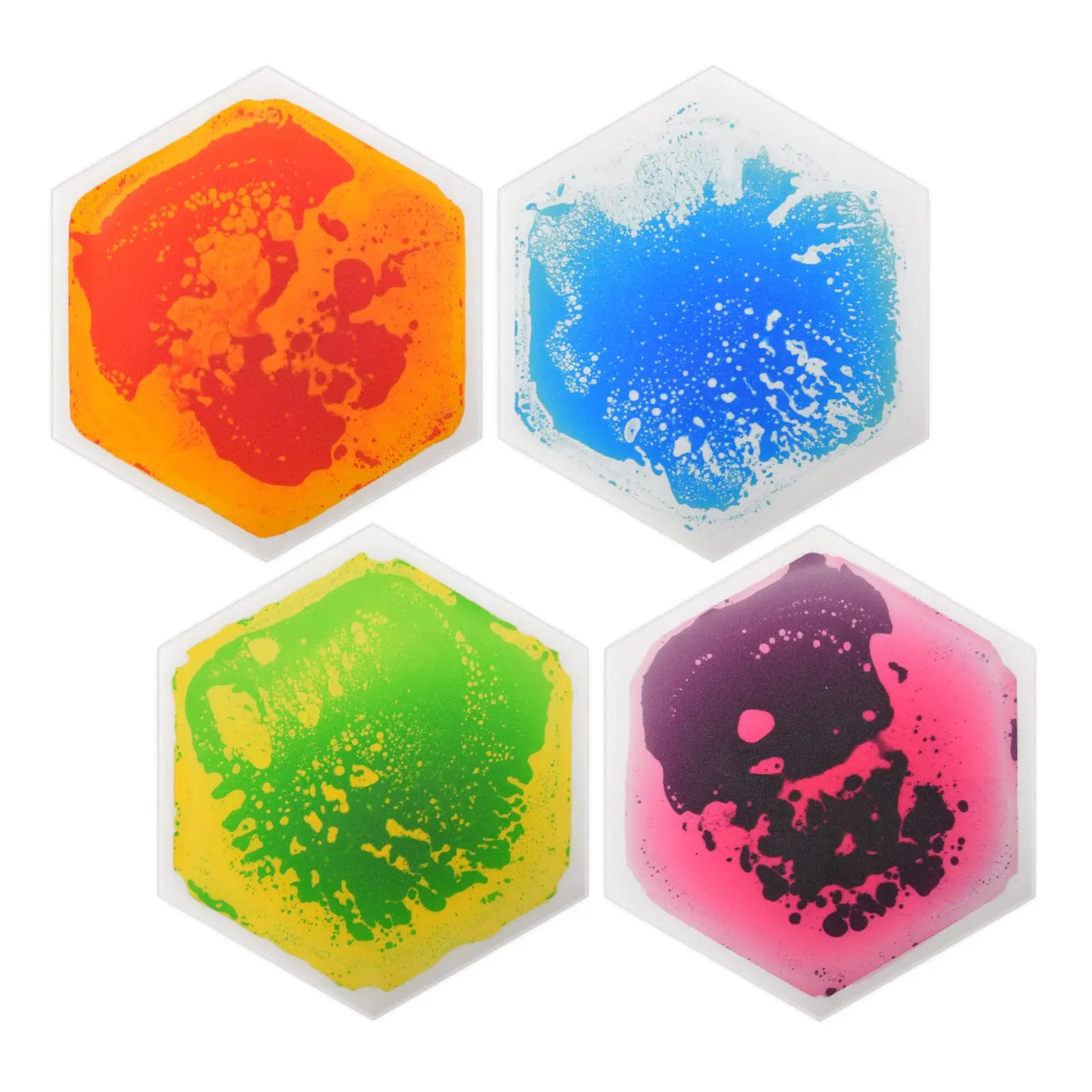 

Art3d 4-Tile Hexagon Sensory Floor Tiles for Children, Colorful Liquid Sensory Activity Mat for Active Play and Decorative