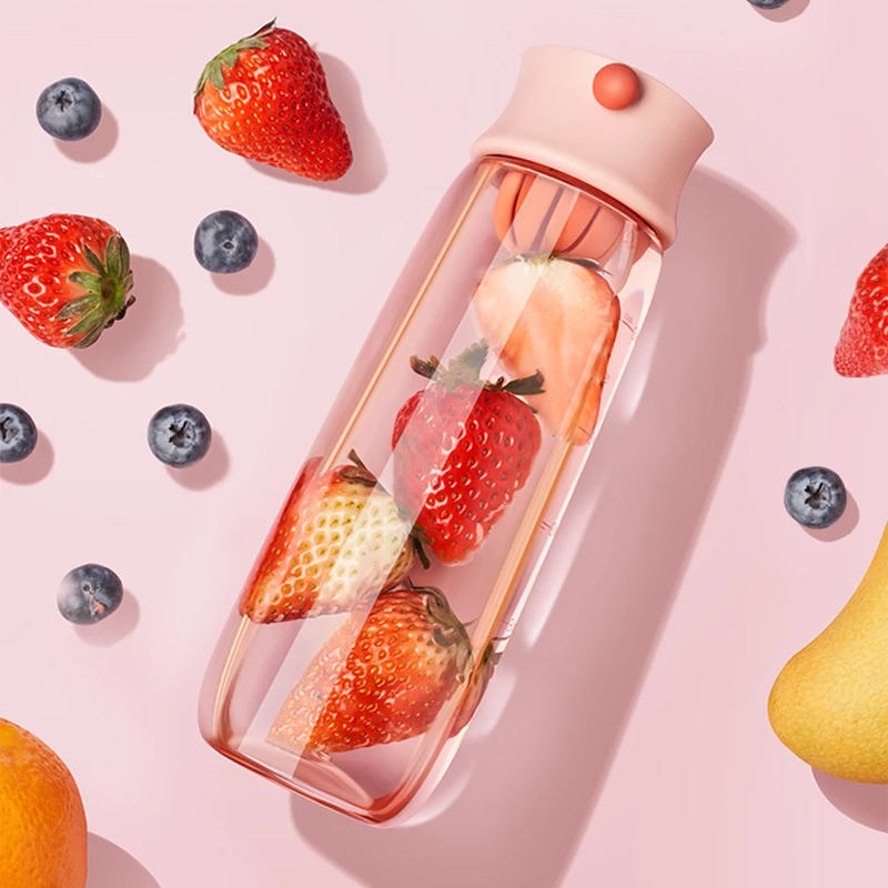

460ml/610ml Water Bottle Straw Cup Portable Plastic Filter Mug Safe And Drop-proof Scale Frosted Outdoor Sports Student Cup