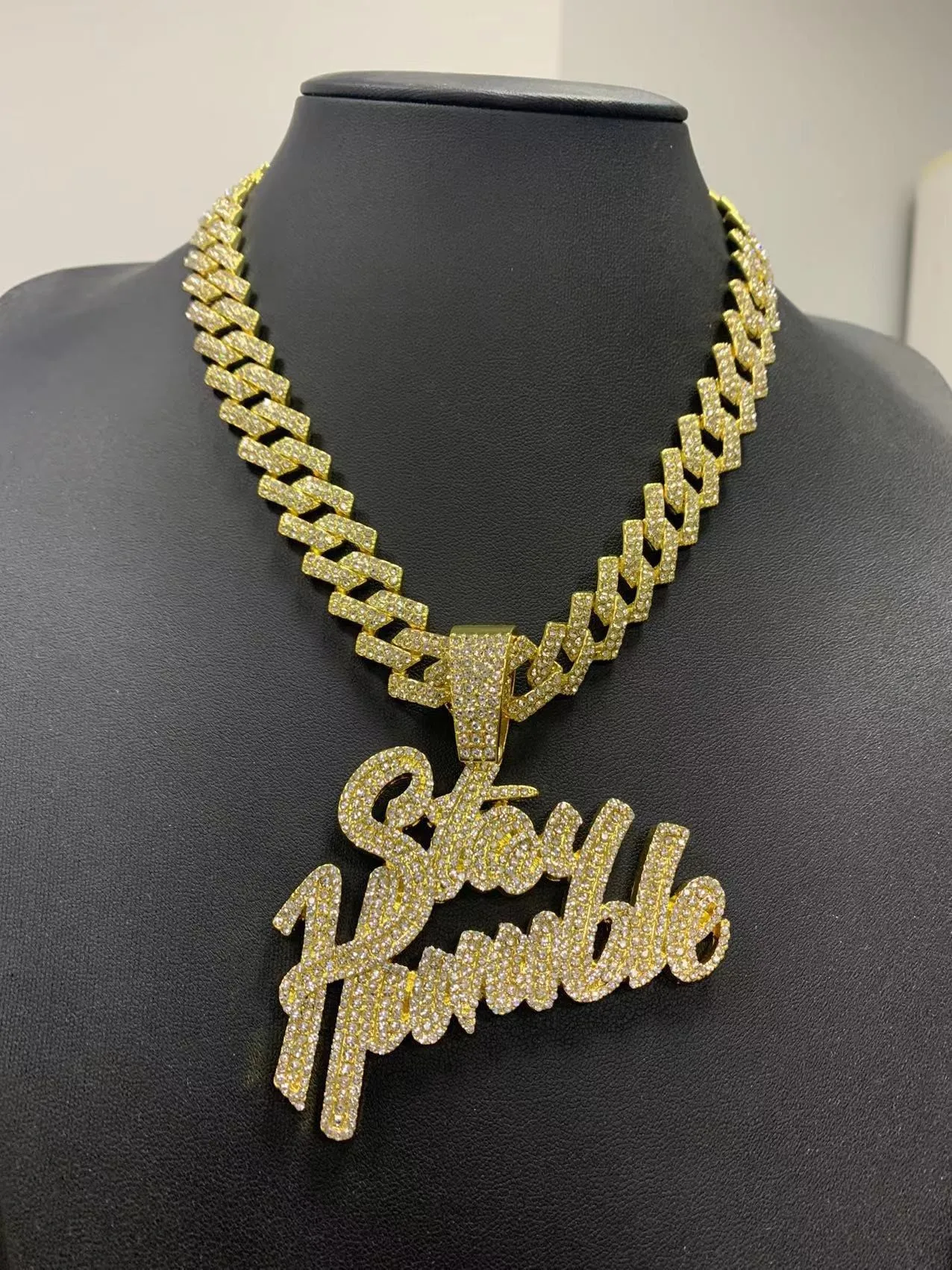 Мужское женское хип-хоп блестящие буквы Stay Humble кулон кубинское ожерелье золото