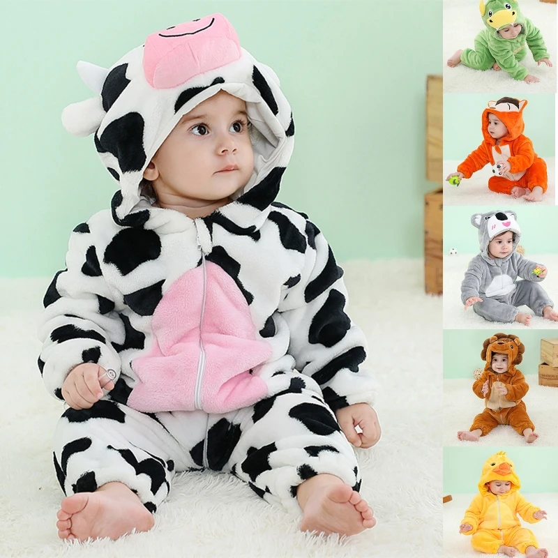 

Комбинезон с капюшоном для новорожденных, комбинезон на молнии с 3D рисунком животного, для маленьких мальчиков и девочек, комбинезон с длин...