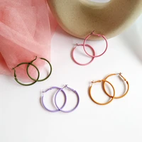 simple green c shape hoop earrings fashion colorful round earrings gifts for women