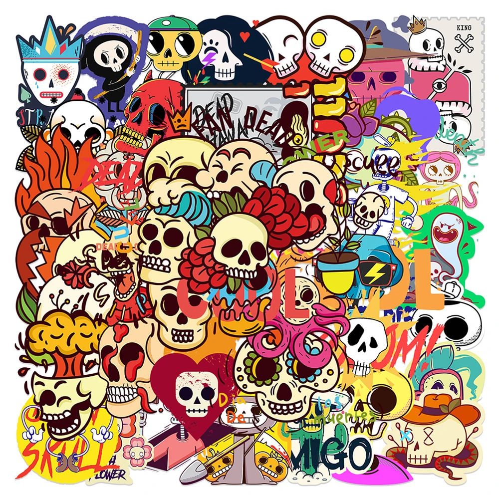 

10/30/46PCS Colorful Cartoon Skull Graffiti Stickers Car Guitar Motorcycle Luggage Suitcase DIY Classic Toy Cute Sticker Gift