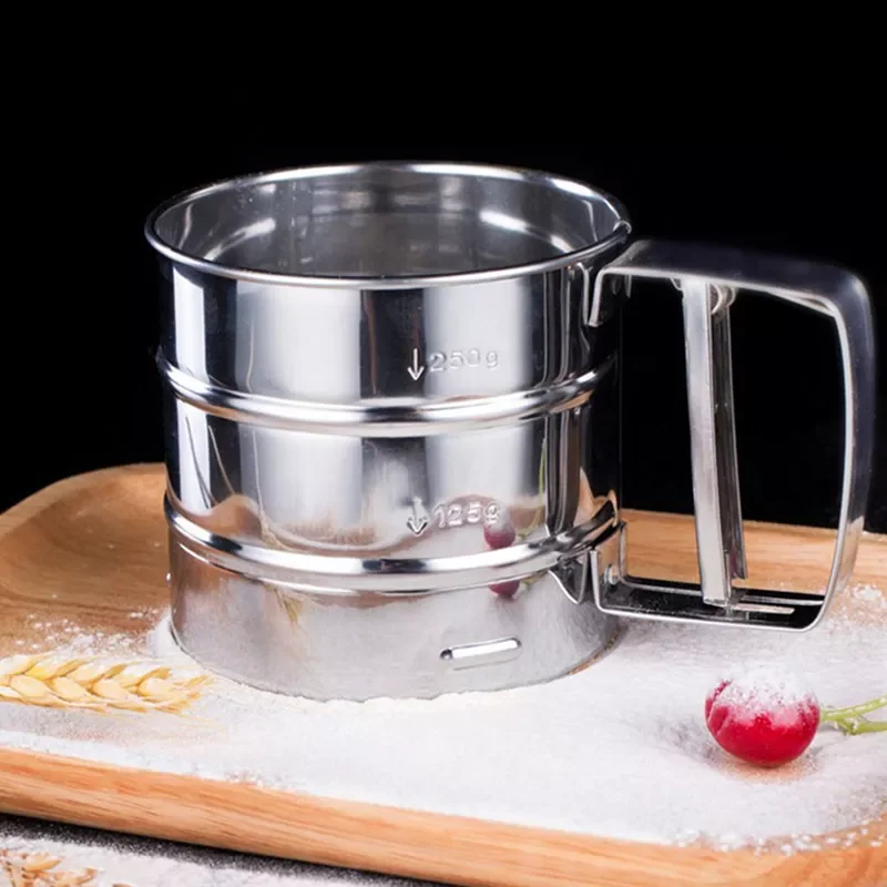 

Steel Flour Sifter Fine Mesh Powder Flour Sieve Icing Sugar Manual Sieve Cup Kitchen Gadget Baking Pastry Tools Gadget