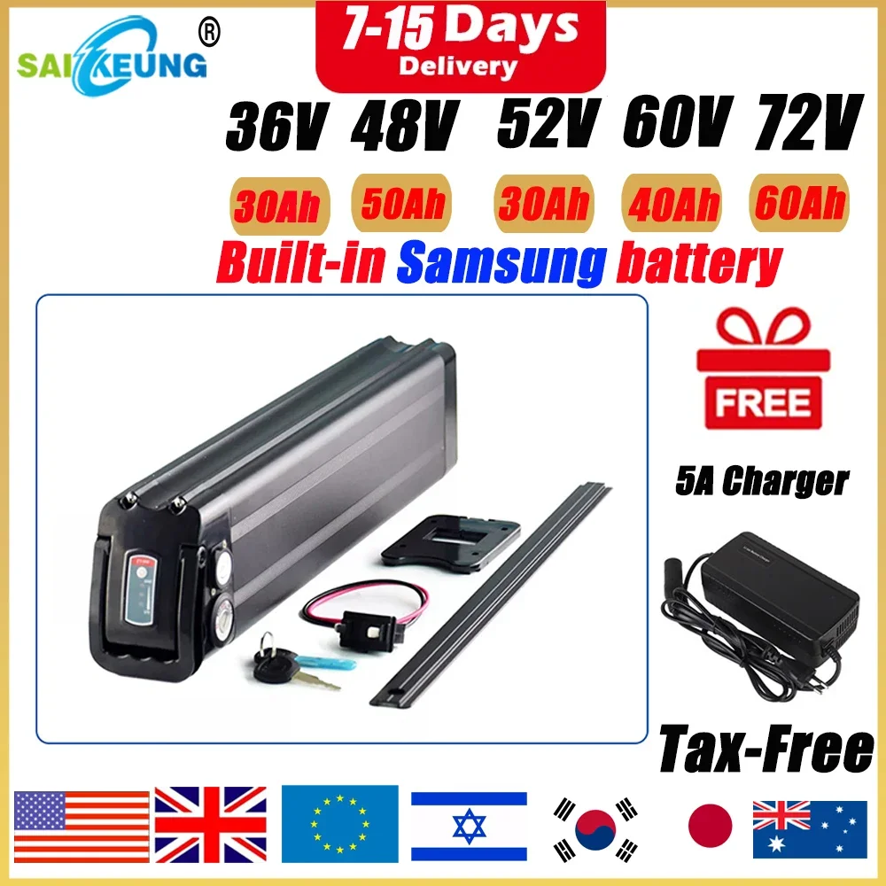 48v72v52 60 36 В литиевый аккумулятор SilverFish для велосипеда 48 Duotts s26 20 Электрический