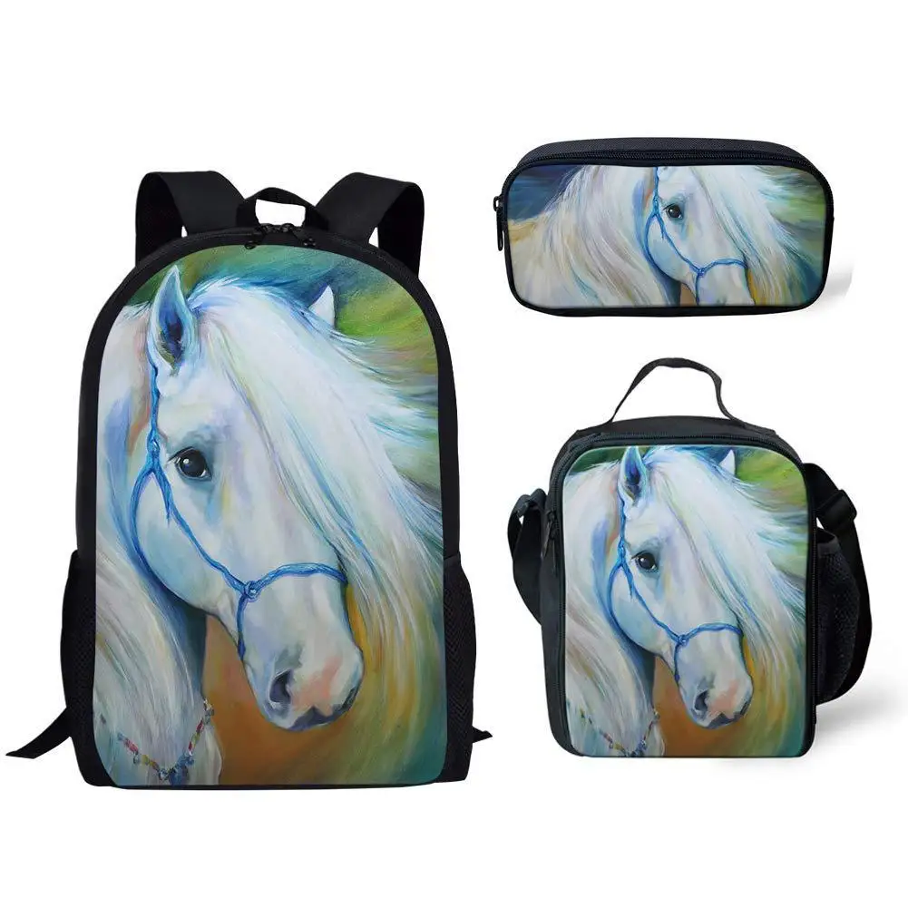 

Hip Hop Broken flower horse 3pcs/Set Backpack 3D Print School Student Bookbag Travel Laptop Daypack Lunch Bags Pencil Case
