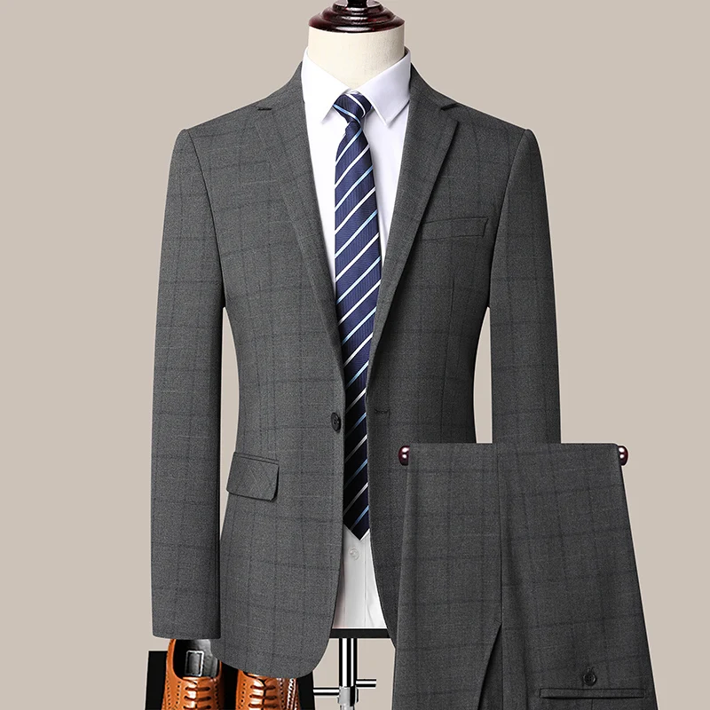 

High Quality (Blazer+ Trousers) Men's British Style Business Meeting Elegant Casual Premium Wedding Gentleman's Suit Two Piece